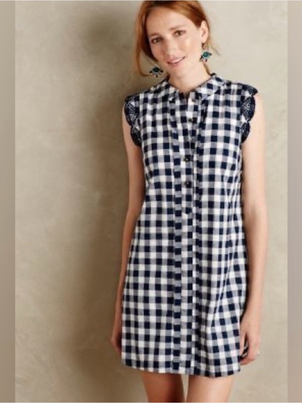 dear creatures Navy and White Gingham Mini Dress